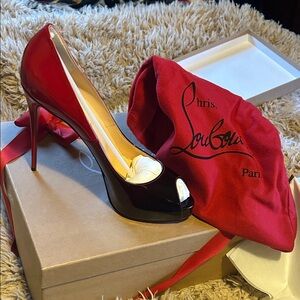 Christian Louboutin Glossy Red and Black new very prime 120 Heels